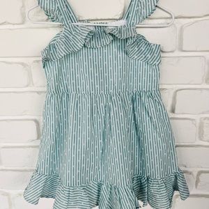 Janie and Jack green and white striped sleeveless dress